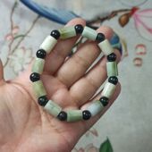 241缅甸天然翡翠飘花桶珠路路通卡12X9mm左右长珠手串满48元 包邮