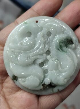 114缅甸天然翡翠吊坠飘花花牌卡54mm左右玉佩微瑕满48元包邮
