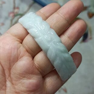 52缅甸天然翡翠雕刻手牌手排长70mm宽16左右微纹特出编手绳手串