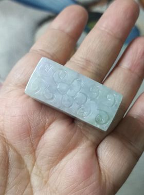 183缅甸天然翡翠桶珠通孔大方块回纹珠卡38X16mm左右满48元包邮