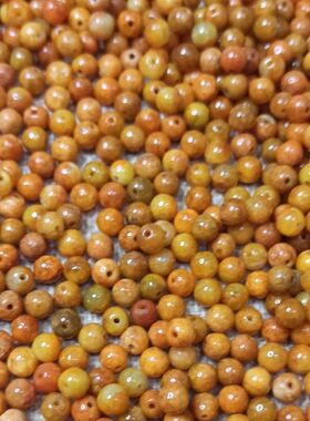 274缅甸天然翡翠烧黄黄翡圆珠散珠卡6mm左右鸡油黄红翡满48元包邮