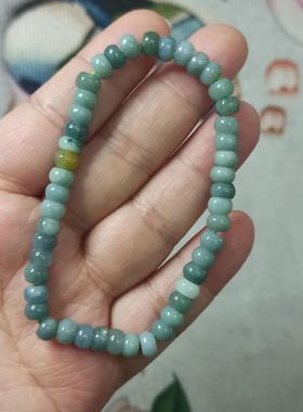 314危料天然翡翠算盘珠手串珠子卡6X4mm左右单圈手链48元包邮