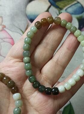 和田玉手串多宝老型珠手链塔青