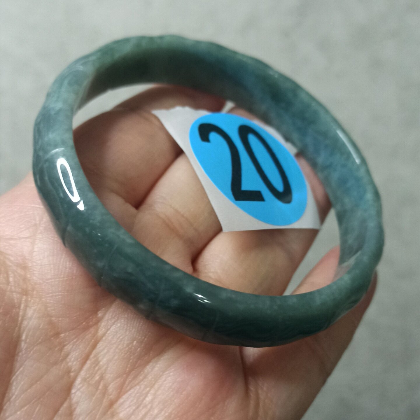 翡翠手镯危料蓝水圈口卡60.5mm