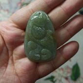 229缅甸天然翡翠吊坠绿底飘花荷叶鱼年年有余如意鱼卡47X30mm左右