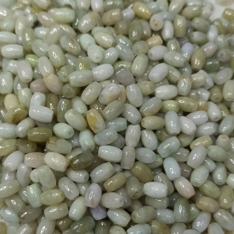 缅甸天然翡翠长筒米珠路路通桶珠