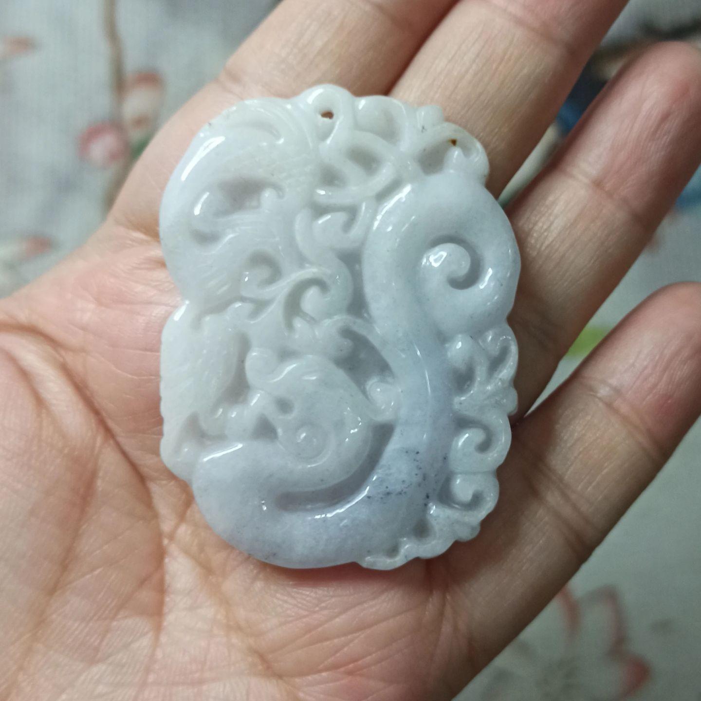 天然翡翠吊坠仿古雕刻龙凤牌