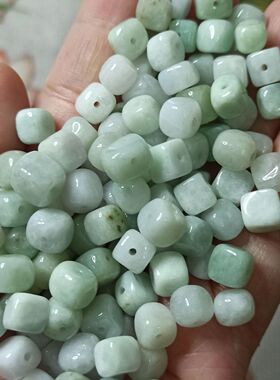 410缅甸天然翡翠方糖散珠方形随型卡7X6mm左右特色珠子满48元包邮