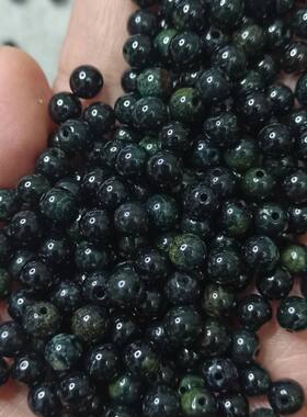 天然缅甸翡翠墨翠玉珠散珠卡6