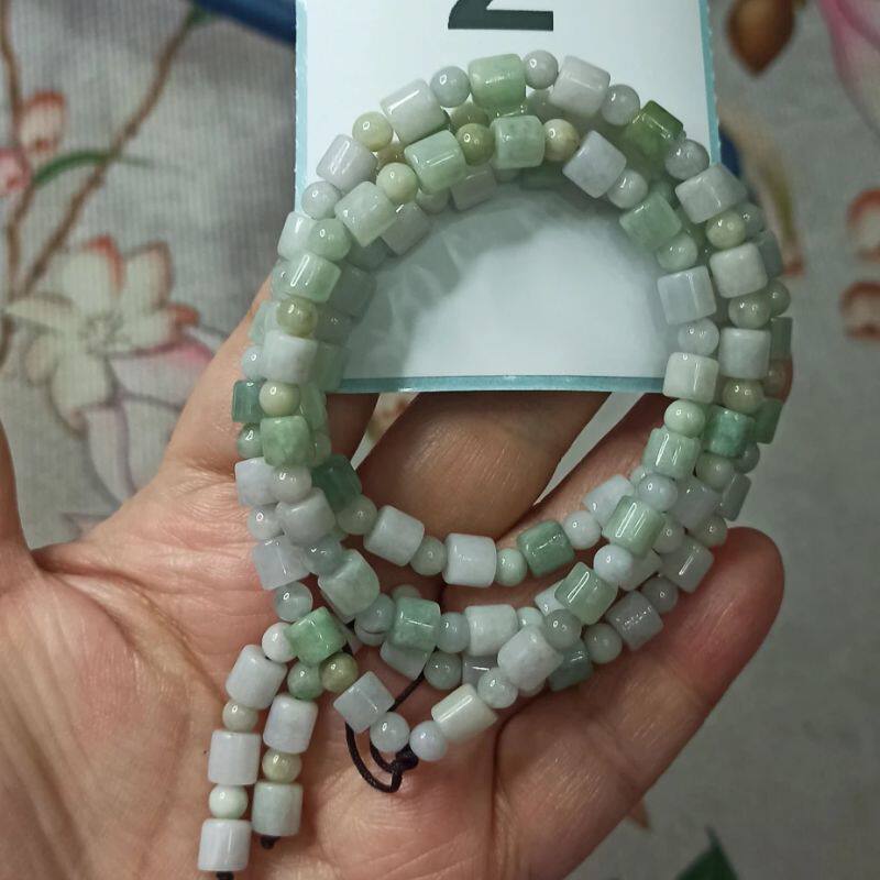 天然翡翠项链桶珠多圈珠链手串