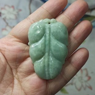 一物一图78缅甸天然翡翠吊坠叶子金枝玉叶卡50X35mm满48元 包邮