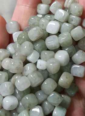 313缅甸天然翡翠方糖散珠方形随型卡6.5X6mm左右特色珠子满48包邮