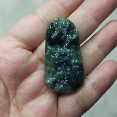 天然翡翠山水飘花吊坠挂件毛衣链