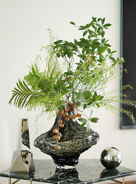 北欧山谷玻璃花瓶ins风不规则个性创意家居装饰品工艺品插花摆件