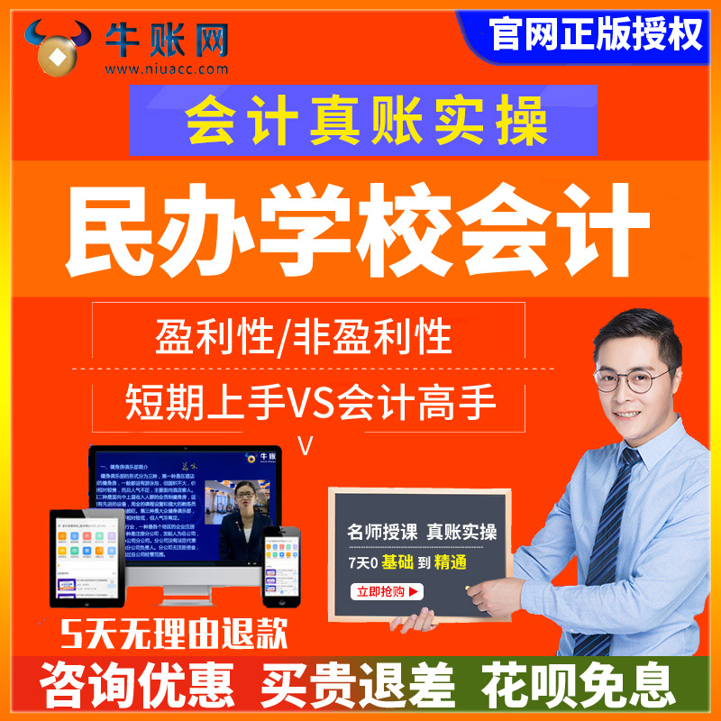 牛账网民办学校会计实务做账纳税教程 财务真账实训实操网课程件