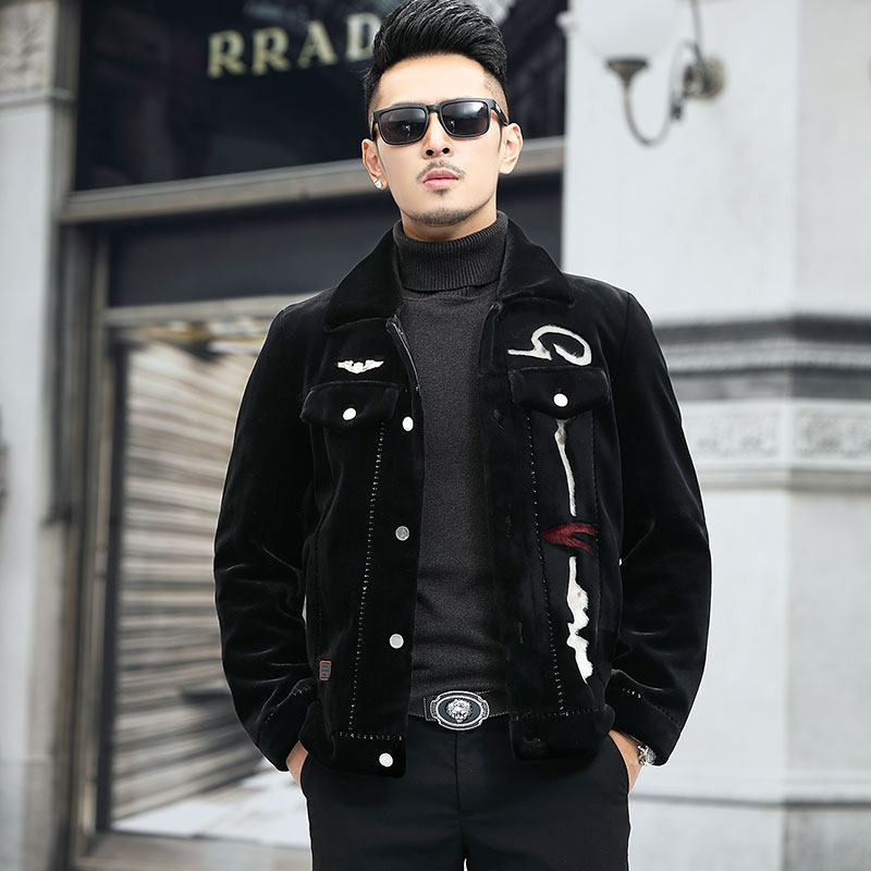 皮毛一体海宁皮草黄金貂绒翻领气质男20冬装短款外套KCN238-P430|msdalam kategori Pakaian Lelaki, pakaian kulit - dari Buy2taobao.com untuk memberikan perkhidmatan ejen Taobao profesional membeli