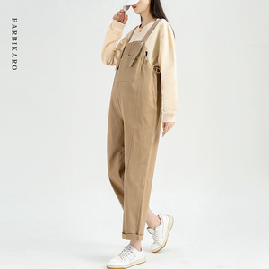 法碧卡孕妇背带裤秋季外穿小个子吊带直筒裤孕妇装宽松孕妇裤春秋