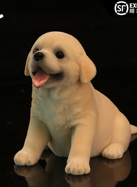 JXK植绒金毛犬 仿真动物模型可爱治愈桌面车内装饰潮玩手办狗摆件