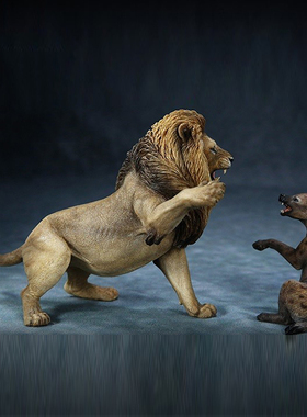 Mr.Z本心楠改 1/12 非洲雄狮VS斑鬣狗套装 动物模型 潮玩手办摆件