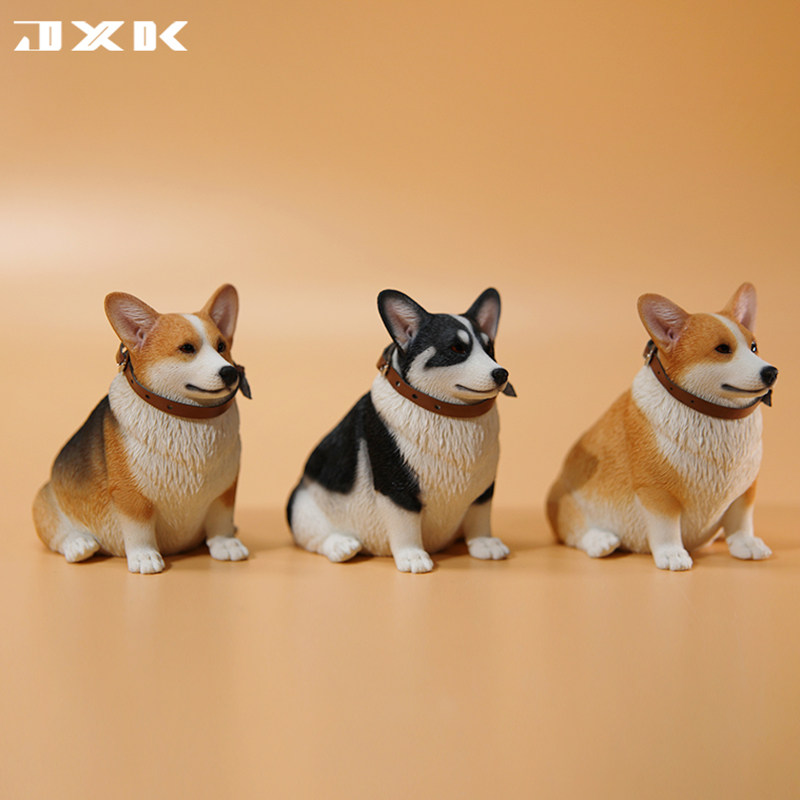 现货 JXK1/6肥基 可爱萌柯基宠物犬仿真模型车载摆件潮玩周边手办