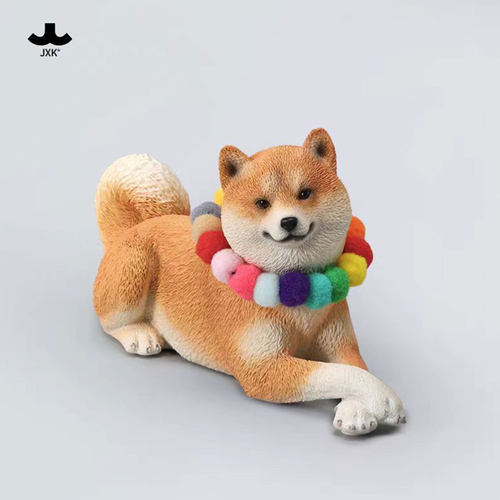 现货卧姿柴犬仿真动物周边摆件