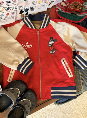 日系中古风DD童装儿童25春秋新款卡通米奇印花棒球服外套夹克上衣