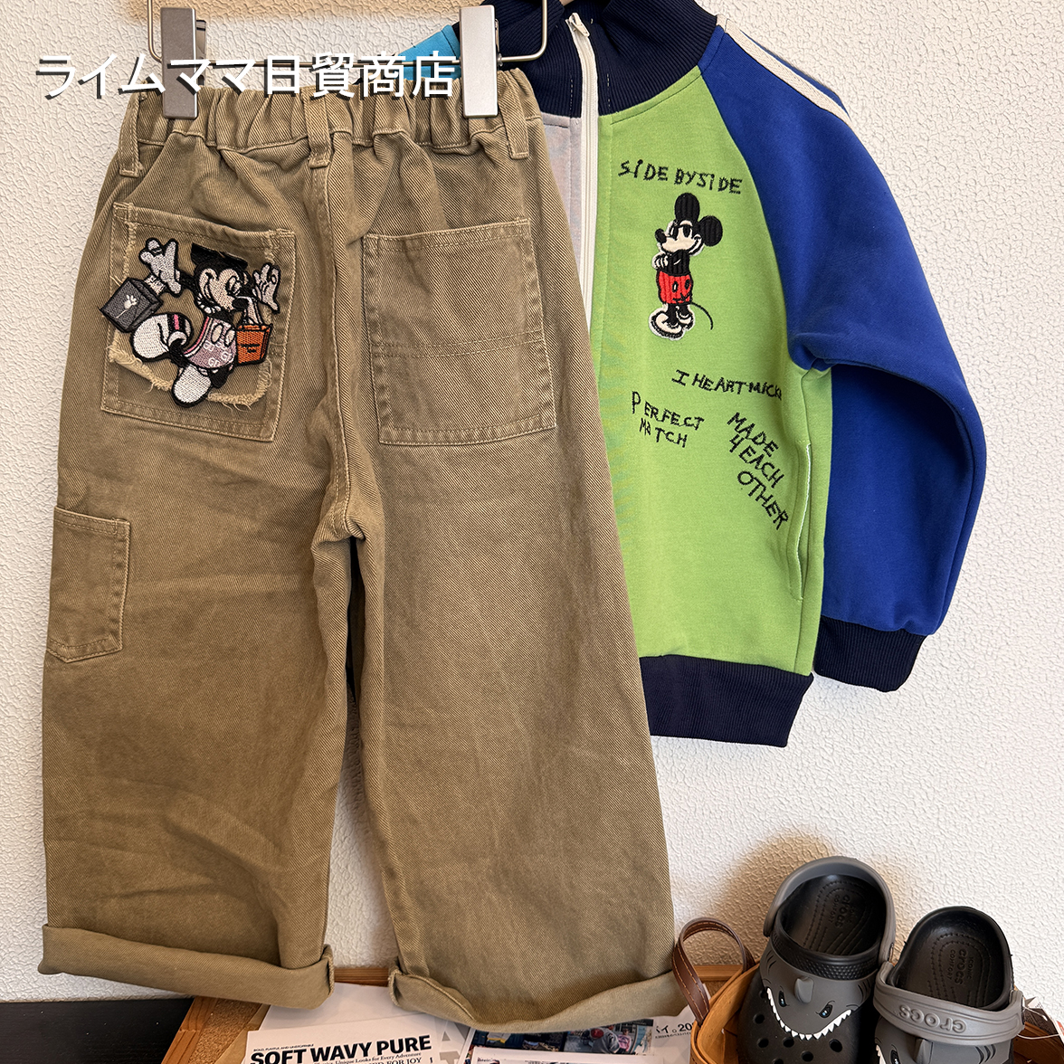 日系中古风卡通印花米奇休闲裤