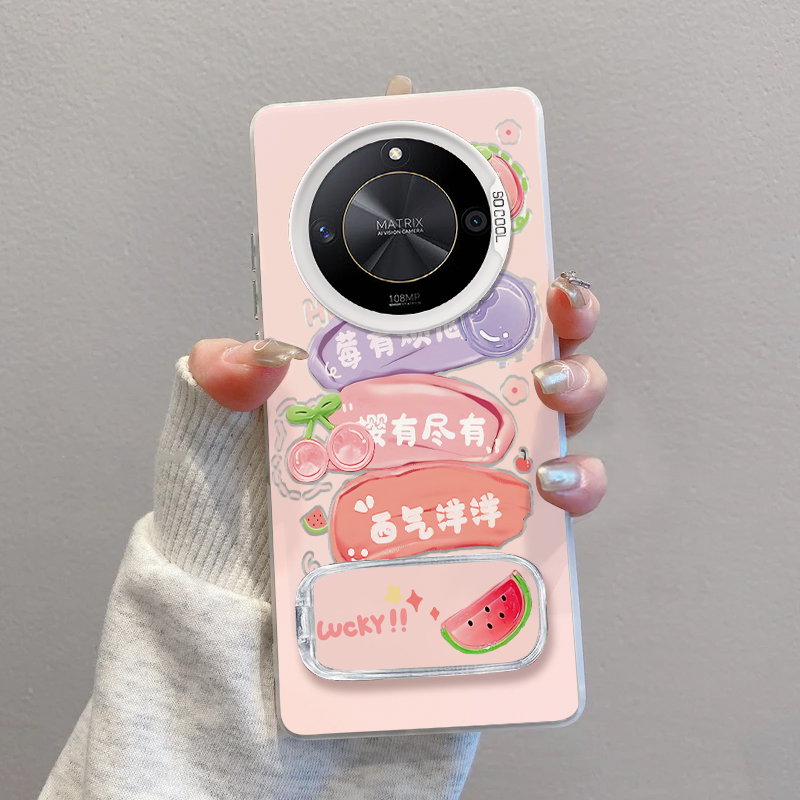 荣耀x50手机壳莓有烦恼磨砂彩银