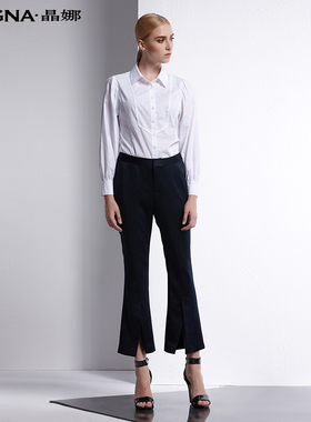 晶娜女装新品秋季女装长袖衬衫女职业百搭减龄衬衣CN31602K