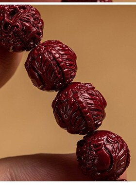 朱砂貔貅圆珠手链本命年礼物男女款朱砂貔貅手串低含量朱砂