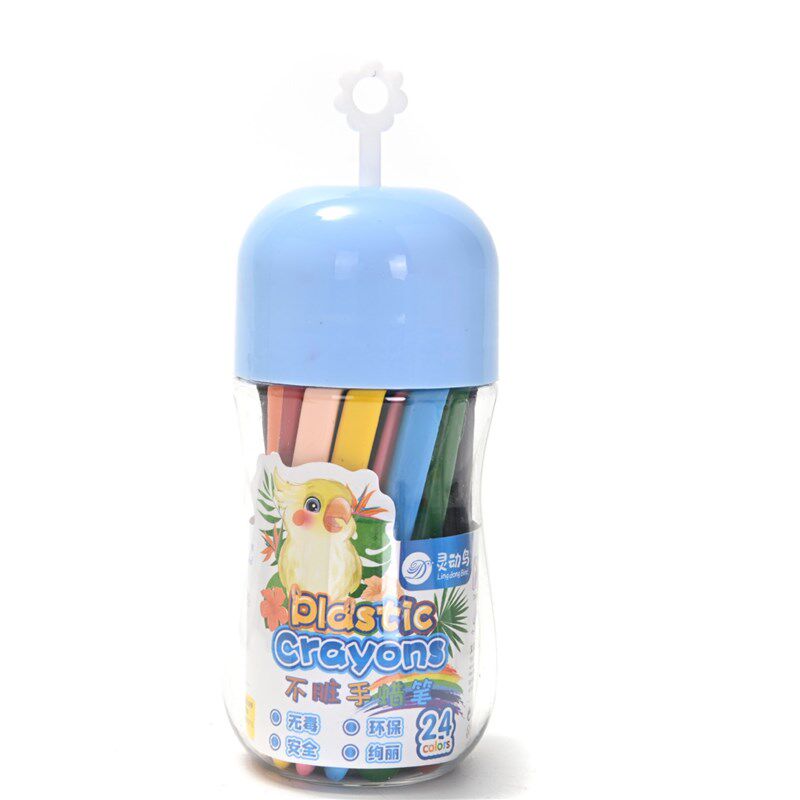 12色24色36色筒装不脏手三角 水滴 塑料蜡笔儿童幼儿园可洗画笔