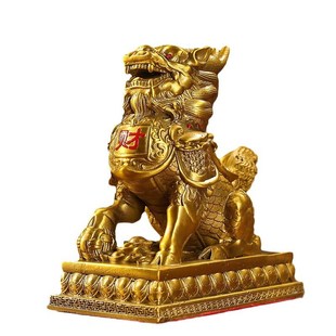 方底铜麒麟一对家居办公室摆件客厅店铺开业吉祥瑞兽装饰铜工艺品