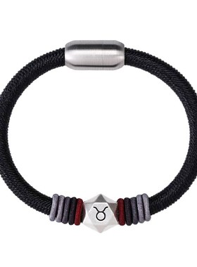 十二星座足银手绳男士纯银轻奢风手链潮流手饰九乘迦叶金刚结