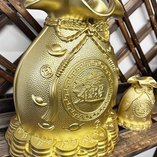 铜存钱罐福袋摆件钱袋纯铜全黄铜家居客厅装饰品福袋储蓄罐聚宝盆