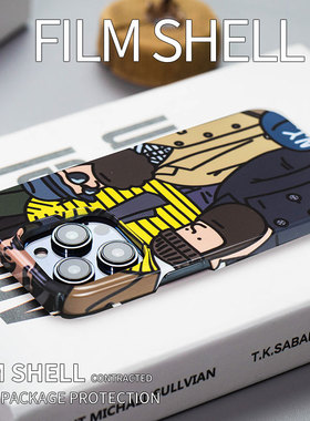 欧美风潮牌插画苹果14promax手机壳菲林iPhone13新款12简约11高级感小众13pro全包防摔ip男pm女14plus套适用