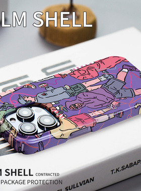 欧美风漫画苹果14手机壳iPhone13新款12裸感菲林壳11全包防摔14promax高级感情侣潮牌13pro男14plus女套适用