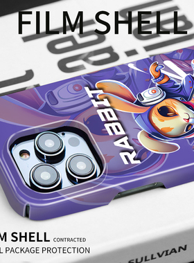 紫色嘻哈兔苹果14手机壳iPhone13promax新款12全包防摔11菲林高级感12pro兔年卡通14pro男生plus女ip的套适用