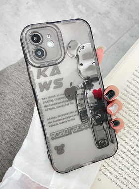 暴力熊苹果12手机壳iphone11保护套2021年新款13promax透明软硅胶mini镜头全包防摔情侣小众潮网红高级感男女