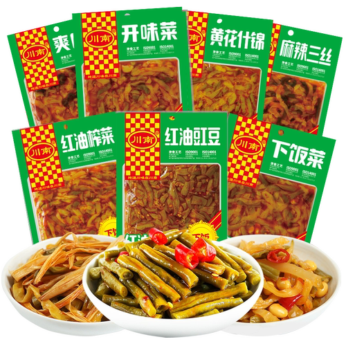 川南下饭菜123g*10袋装四川爽口下饭菜黄花什锦麻辣三丝红油豇豆 - 封面