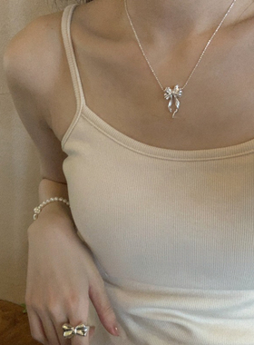 纯银蛇骨链女蝴蝶结项链立体设计