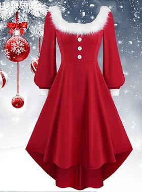 Christmas 2024 Autumn/Winter New Long Sleeve Red Dress裙子