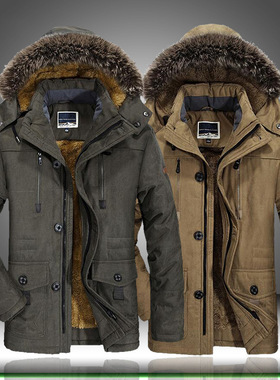 Middle-aged men'slarge-sized cotton jacket with hood lining