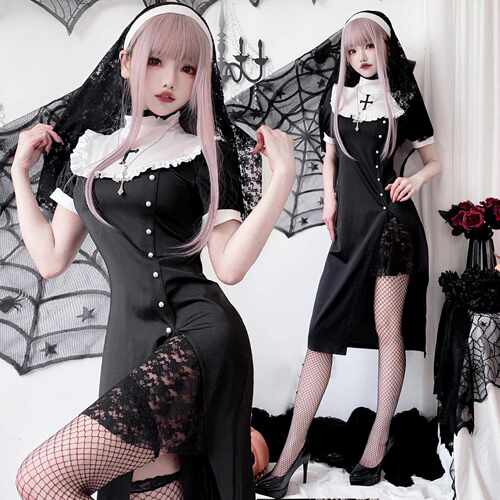 HalloweenGothicNunCrossGown
