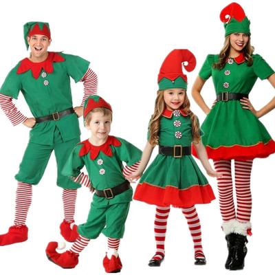 Children's Christmas clothes for men and women, elf green