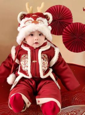 Baby winter thickened one-piece clothes New Year dress新年服