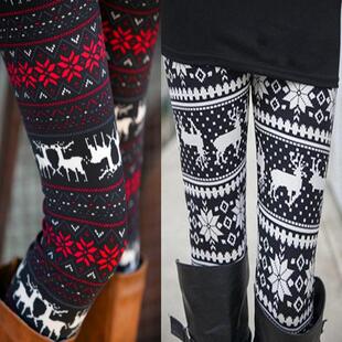 quarter leggings圣诞裤 printed snowflake 子 Christmas Nine