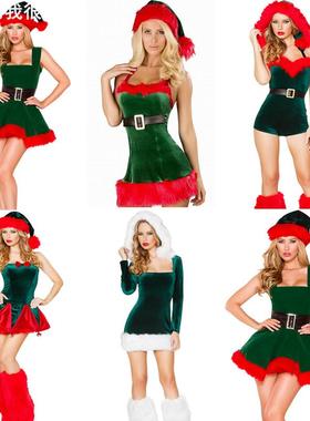 Green bell as Christmas costume performance uniform露肩制服