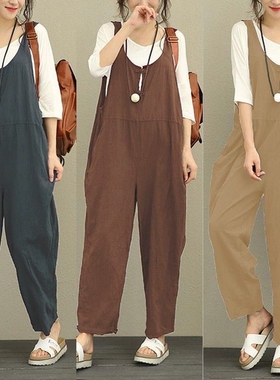 2019 Plus Size Ladies casual pants overalls women jumpsuit