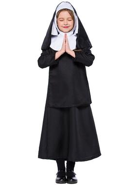 Halloween children's black nun costume performance costume