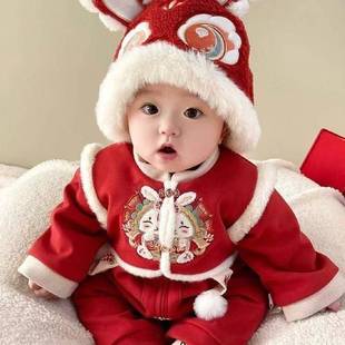 Baby's winter cotton-padded and thickened one-piece clothes